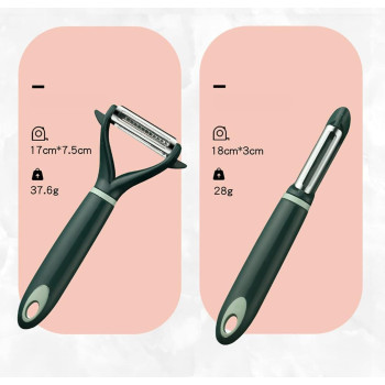 Makingtec Peeler, Fruit And Vegetable Grater Portable Kitchen Gadgets Fruit Peeler 2-Piece Set Stainless Steel Double-Sided Serrated Shredding Tools For A Variety Of Fruits And Vegetables (Green), 1 Year Warranty