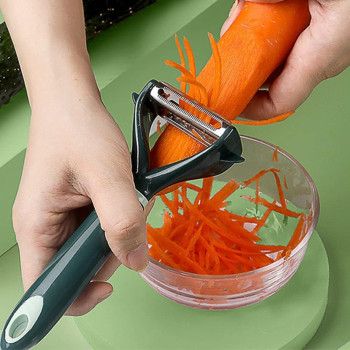 Makingtec Peeler, Fruit And Vegetable Grater Portable Kitchen Gadgets Fruit Peeler 2-Piece Set Stainless Steel Double-Sided Serrated Shredding Tools For A Variety Of Fruits And Vegetables (Green), 1 Year Warranty