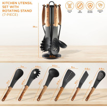 Wivio 12 Pcs Silicone Kitchen Cooking Utensils Set, Heat-Resistant Utensil Including 5 Plus Measuring Spoons With Premium Handles For Cooking And Baking, Non-Stick Spatula Kitchen Cookware Set, 1 Year Warranty