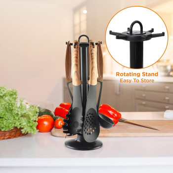 Wivio 12 Pcs Silicone Kitchen Cooking Utensils Set, Heat-Resistant Utensil Including 5 Plus Measuring Spoons With Premium Handles For Cooking And Baking, Non-Stick Spatula Kitchen Cookware Set, 1 Year Warranty