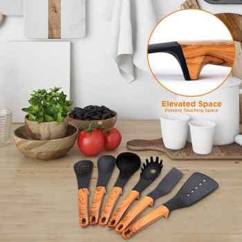 Wivio 12 Pcs Silicone Kitchen Cooking Utensils Set, Heat-Resistant Utensil Including 5 Plus Measuring Spoons With Premium Handles For Cooking And Baking, Non-Stick Spatula Kitchen Cookware Set, 1 Year Warranty