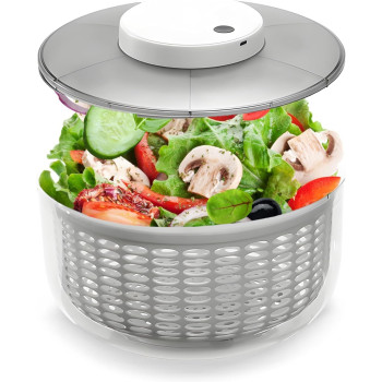 XVersion 6L Automatic Large Salad Spinner, Vegetable And Fruit Multifunction Spinner Lettuce Salad Spinners And Dryer, Non-Slip Base Design Kitchen Tools, 1 Year Warranty