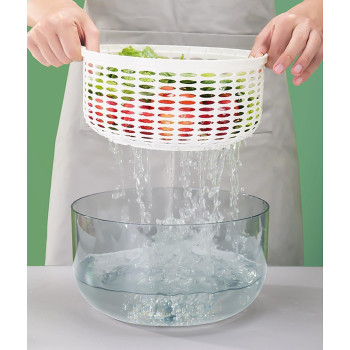 XVersion 6L Automatic Large Salad Spinner, Vegetable And Fruit Multifunction Spinner Lettuce Salad Spinners And Dryer, Non-Slip Base Design Kitchen Tools, 1 Year Warranty