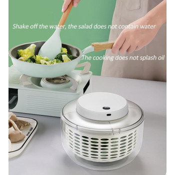 XVersion 6L Automatic Large Salad Spinner, Vegetable And Fruit Multifunction Spinner Lettuce Salad Spinners And Dryer, Non-Slip Base Design Kitchen Tools, 1 Year Warranty