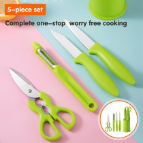 Zobacyedr 5 Piece Gift Set Of Kitchen Gadgets Storage Fruit Tool Set Peeler Fruit Knife Scissors, 1 Year Warranty