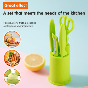 Zobacyedr 5 Piece Gift Set Of Kitchen Gadgets Storage Fruit Tool Set Peeler Fruit Knife Scissors, 1 Year Warranty