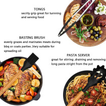 ORiTi Silicone Kitchen Utensils Set 13 Pcs Wooden Handles Spatula Set, Cooking Utensils For Non Stick Pans, Heat Resistant Silicone Spatulas For Cooking Kitchen Gadgets Tools, 1 Year Warranty