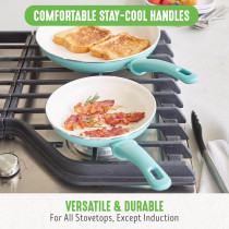 GreenLife Soft Grip Healthy Ceramic Nonstick, Cookware Pots And Pans Set, 16 Piece, Turquoise, 1 Year Warranty