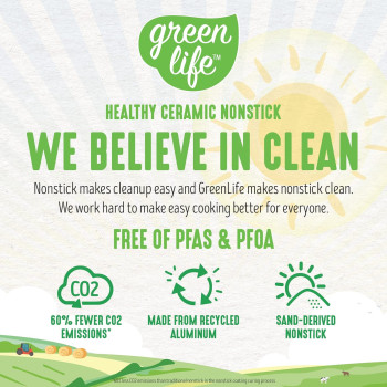 GreenLife Soft Grip Healthy Ceramic Nonstick, Cookware Pots And Pans Set, 16 Piece, Turquoise, 1 Year Warranty