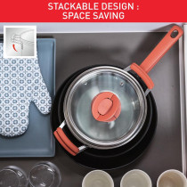 Tefal Opti'Space 6-Piece Cookware Set, Stewpots 18/20Cm +Lids, Frypans 24/28Cm, Premium-Quality Stainless Steel, 10-Year Guarantee, Ultra Versatile, Non-Slip Stay-Cool Handles, Induction, G720S604, 1 Year Warranty