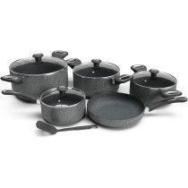 Delici ACS10HE 10 Pcs Nonstick Granite Cookware Set With 5 Layer Super Coating, Medium, 1 Year Warranty