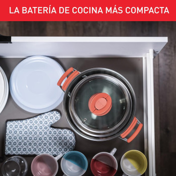 Tefal Opti'Space 6-Piece Cookware Set, Stewpots With Lids (18/20/24 Cm), Space Saving, Neat Storage, Premium-Quality Stainless Steel, 10-Year Guarantee, Ultra Versatile, Induction Pots, G720S674, 1 Year Warranty