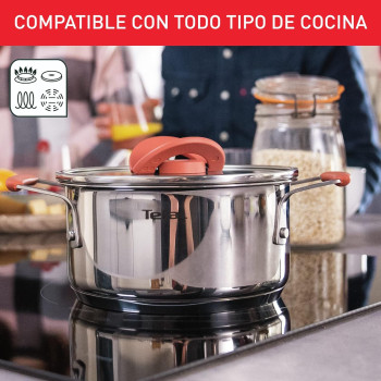 Tefal Opti'Space 6-Piece Cookware Set, Stewpots With Lids (18/20/24 Cm), Space Saving, Neat Storage, Premium-Quality Stainless Steel, 10-Year Guarantee, Ultra Versatile, Induction Pots, G720S674, 1 Year Warranty