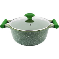Prestige Essentials Granite 12 Piece Non-Stick Cast Aluminium Cookware Sets, Induction Base, Non Stick Aluminium, Granite Casserole, Granite Fry Pan - Green, 1 Year Warranty
