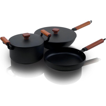TDOO Healthy Nonstick Cookware Sets, Pots And Pans Set, Pots And Pans Set Nonstick, Non Stick Cooking Set, Integrated Casting With Native Iron, W/Frying Pans & Saucepans (PFOS, PFOA Free), 1 Year Warranty