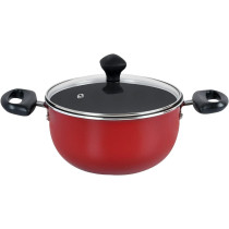 Prestige 7 Piece Non-Stick Cast Aluminium Cookware Sets, Non Stick Aluminium, Casserole, Sauce Pan, Fry Pan - Red, 1 Year Warranty