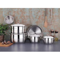 Korkmaz Astra 9 Pieces Stainless Steel Set, Induction Base Cookware Pots And Pans Set, 1 Year Warranty
