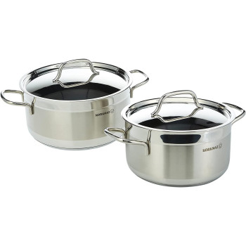 Korkmaz Alfa 9 Pieces Stainless Steel Cookware Set, Induction Base Cookware Pots And Pans Set, 1 Year Warranty