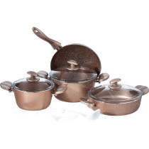 Home Maker Granitec Cookware 9-Pieces Set, Charm Rose Gold, 1 Year Warranty