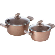 Home Maker Granitec Cookware 9-Pieces Set, Charm Rose Gold, 1 Year Warranty