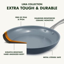 GreenPan Lima Ceramic Non-Stick Cookware Set 12-Piece Gray Ms65Y0R, 1 Year Warranty