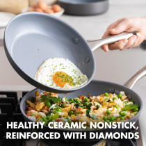 GreenPan Lima Ceramic Non-Stick Cookware Set 12-Piece Gray Ms65Y0R, 1 Year Warranty