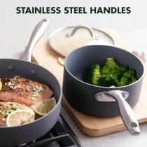 GreenPan Lima Ceramic Non-Stick Cookware Set 12-Piece Gray Ms65Y0R, 1 Year Warranty