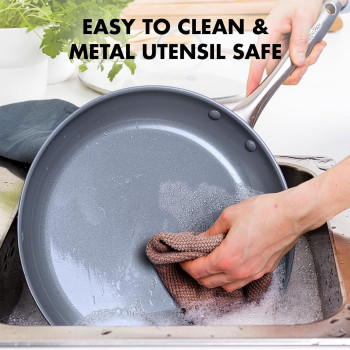 GreenPan Lima Ceramic Non-Stick Cookware Set 12-Piece Gray Ms65Y0R, 1 Year Warranty