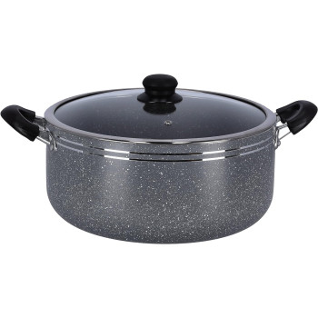 Delcasa Non-Stick Cookware Set With Granite Coating, Dc1889, Aluminium Body, Tempered Glass Lid, Bakelite Handle, Dishwasher-Safe, 1 Year Warranty