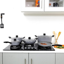 Delcasa Non-Stick Cookware Set With Granite Coating, Dc1889, Aluminium Body, Tempered Glass Lid, Bakelite Handle, Dishwasher-Safe, 1 Year Warranty