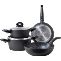 Bergner Orion 6Pcs Cookware Set, Forged Aluminum, Induction Bottom, Grey Color, BG35776GY, 1 Year Warranty