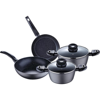 Bergner Orion 6Pcs Cookware Set, Forged Aluminum, Induction Bottom, Grey Color, BG35776GY, 1 Year Warranty