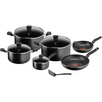 Tefal Dark Stone 11 Pc Set, Non-Stick, Stewpots 22/24/28 Cm, Saucepan 16 Cm, Frypans 20/28 Cm, Slotted Spatula, Aluminium, B491Bs85, 1 Year Warranty