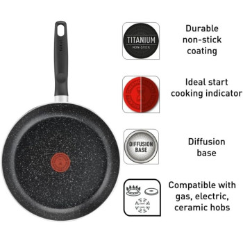 Tefal Dark Stone 11 Pc Set, Non-Stick, Stewpots 22/24/28 Cm, Saucepan 16 Cm, Frypans 20/28 Cm, Slotted Spatula, Aluminium, B491Bs85, 1 Year Warranty