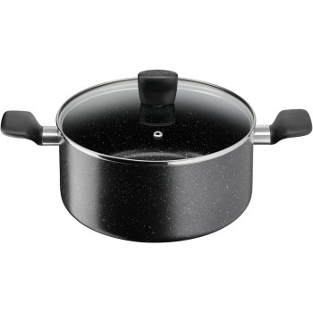 Tefal Dark Stone 11 Pc Set, Non-Stick, Stewpots 22/24/28 Cm, Saucepan 16 Cm, Frypans 20/28 Cm, Slotted Spatula, Aluminium, B491Bs85, 1 Year Warranty