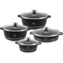 Life Smile Cookware Set Ceramic Non Toxic- Life Smile Pots And Pans Set Multi Layer Non Stick Coating Cookware Sets 100% Pfoa Free, Kitchenware Cooking Sets With Frying Pans (8 Pieces, Ceramic), 1 Year Warranty