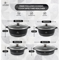 Life Smile Cookware Set Ceramic Non Toxic- Life Smile Pots And Pans Set Multi Layer Non Stick Coating Cookware Sets 100% Pfoa Free, Kitchenware Cooking Sets With Frying Pans (8 Pieces, Ceramic), 1 Year Warranty