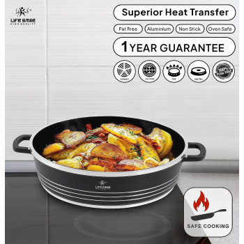 Life Smile Cookware Set Ceramic Non Toxic- Life Smile Pots And Pans Set Multi Layer Non Stick Coating Cookware Sets 100% Pfoa Free, Kitchenware Cooking Sets With Frying Pans (8 Pieces, Ceramic), 1 Year Warranty