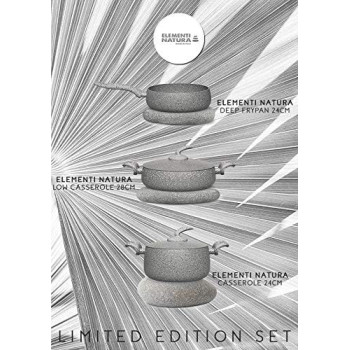 Rossetti Intelligenza Casalinghi Rossetti Elementi Natura Made In Italy Cookware Set, Porcelain Enamel 5 Pcs Granite Cookware Set Non-Stick 28Cm Casserole Pot, 24Cm Stockpot & 24Cm Frying Pan Ceramic Cookware, Pfoa-Free Non-Toxic, 1 Year Warranty