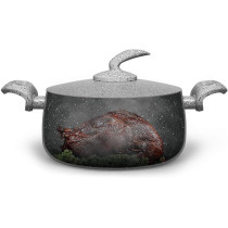 Rossetti Intelligenza Casalinghi Rossetti Elementi Natura Made In Italy Cookware Set, Porcelain Enamel 5 Pcs Granite Cookware Set Non-Stick 28Cm Casserole Pot, 24Cm Stockpot & 24Cm Frying Pan Ceramic Cookware, Pfoa-Free Non-Toxic, 1 Year Warranty