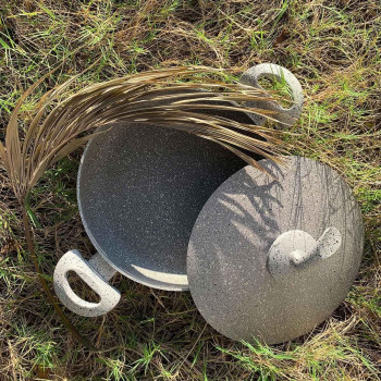 Rossetti Intelligenza Casalinghi Rossetti Elementi Natura Made In Italy Cookware Set, Porcelain Enamel 5 Pcs Granite Cookware Set Non-Stick 28Cm Casserole Pot, 24Cm Stockpot & 24Cm Frying Pan Ceramic Cookware, Pfoa-Free Non-Toxic, 1 Year Warranty