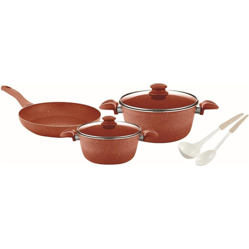 Home Maker Granitec Eva Cookware 7-Pieces Set, Copper, 1 Year Warranty