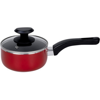 Wilson Presto 10 Piece Non-Stick Cookware Set, Non Stick Aluminium, Casserole, Sauce Pan, Fry Pan, Solid Spoon, Turner, Red, 1 Year Warranty