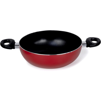 Wilson Presto 10 Piece Non-Stick Cookware Set, Non Stick Aluminium, Casserole, Sauce Pan, Fry Pan, Solid Spoon, Turner, Red, 1 Year Warranty