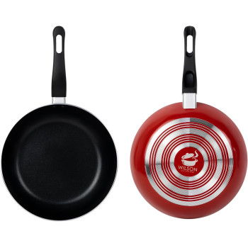 Wilson Presto 10 Piece Non-Stick Cookware Set, Non Stick Aluminium, Casserole, Sauce Pan, Fry Pan, Solid Spoon, Turner, Red, 1 Year Warranty