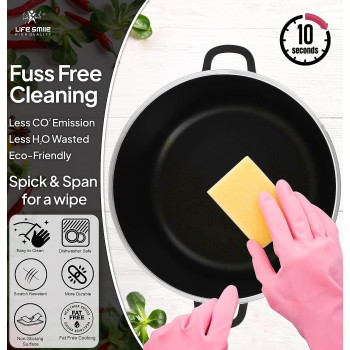 Life Smile Cookware Set Ceramic Non Toxic - Life Smile Pots And Pans Set Multi Layer Non Stick Coating Cookware Sets 100% Pfoa Free, Kitchenware Cooking Sets With Frying Pans (10 Pieces, Ceramic), 1 Year Warranty