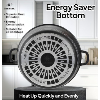 Life Smile Cookware Set Ceramic Non Toxic - Life Smile Pots And Pans Set Multi Layer Non Stick Coating Cookware Sets 100% Pfoa Free, Kitchenware Cooking Sets With Frying Pans (10 Pieces, Ceramic), 1 Year Warranty