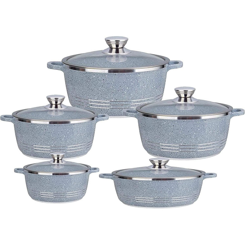 Kitchen Star Kitchen Star/Dessini Die-Cast Granite Non-Stick Cooking Pot, 10 Pcs Set, 1 Year Warranty