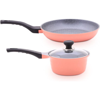 Balzano - 10 Pcs Dura Cookware Set - Pink, 1 Year Warranty