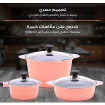 Balzano - 10 Pcs Dura Cookware Set - Pink, 1 Year Warranty